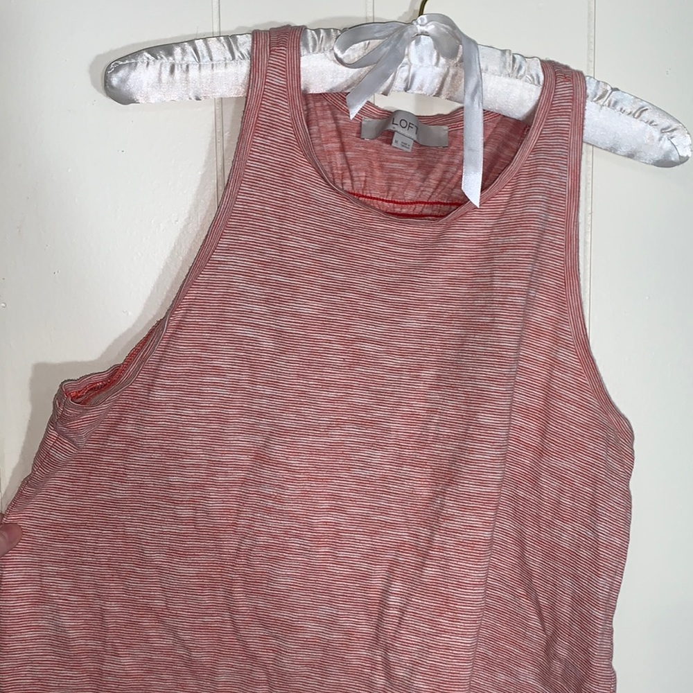 LOFT red and white tank top